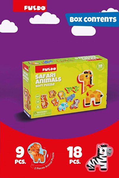 PUEDO Puzzle Din Spuma Eva, Animalele Din Safari, Puedo Toys
