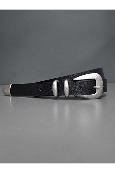 Kemerix 100% Genuine Leather Tin Coated Black Belt with Tool Buckle