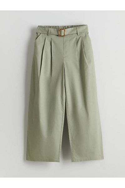 LC Waikiki Lcw Kids Khaki Elastic Waist Pleated Girls' Trousers