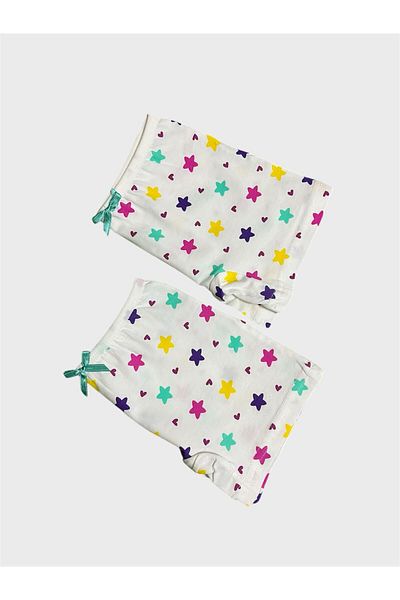 elmas kids Boxer pentru fetiță, 100% bumbac, cu model de stea albă, din 2 piese