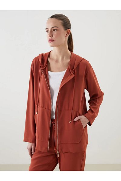 LC Waikiki Lcwaikiki Classic Brown Hooded Women's Tunic