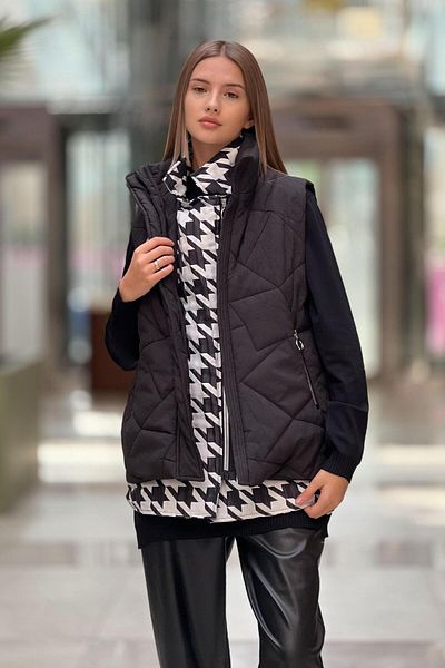 Ghisa Houndstooth Detailed Inflatable Vest
