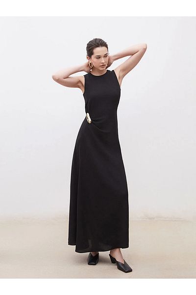 LC Waikiki Soulife Black Crew Neck Crepe Dress