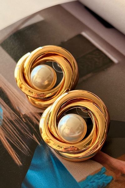 Trendy Butik الصلب لؤلؤة نموذج دائرة الأقراط
