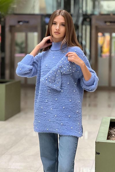 Ghisa Pulover Angora cu perle cu detaliu fundita