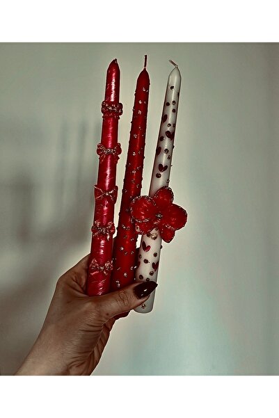 inrobert Orkide Fiyonk ve Simli Tasarım Mum Takımı