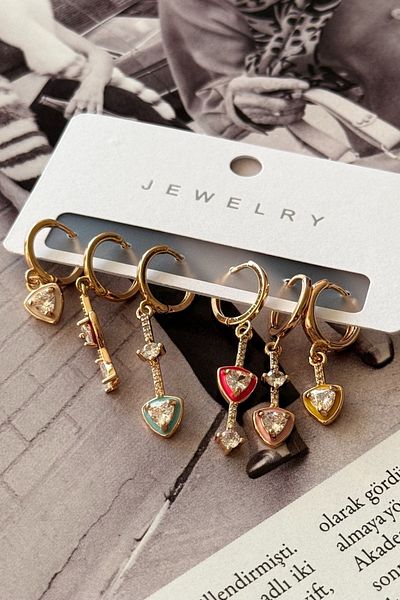 Trendy Butik Steel Enameled Zircon Stone Earrings