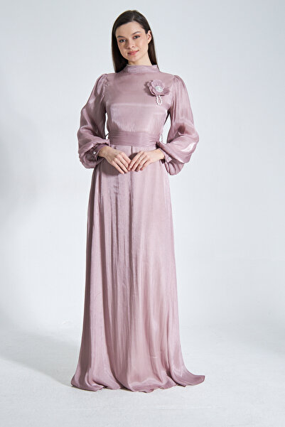 Azeem Alia - Simli İpek Şifon Tesettür Abiye Elbise, Mezuniyet, Nişan, Düğün,...