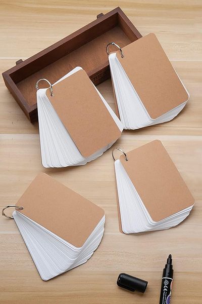 Copyder Note Cards, Metal Ring Flash Information Cards 1 Piece 50 Sheets Packed