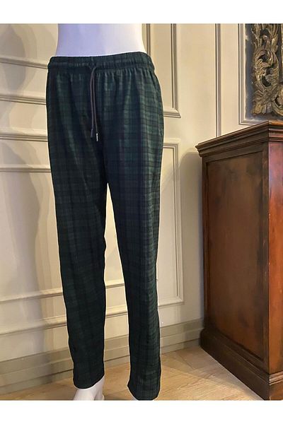 DÜVEN Unisex βαμβακερές καρό πιτζάμες - Κομψή τακτική και κάλυψη, σκληρυμένη με πράσινα μέταλλα