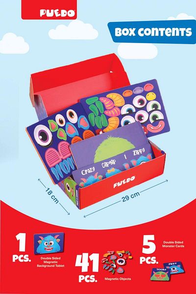 PUEDO TOYS MAGNETIC EVA FOAM GAME, CREATE A MONSTER, PUEDO