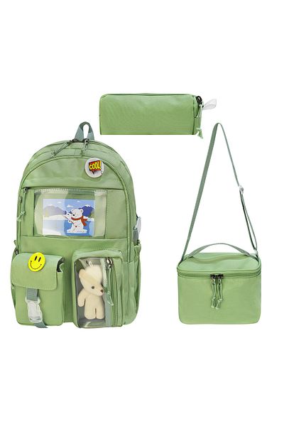 MUBO Korean Style School Bag with Accessories Girls' and Boys' Backpack and Lunch Box 3Pcs
