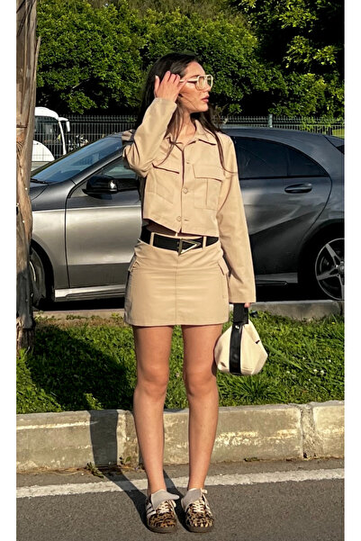 BarB Kargo Cepli Kadın Etek - Kum