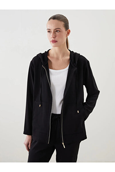 LC Waikiki LCWAIKIKI Classic Siyah Kapüşonlu Kadın Tunik