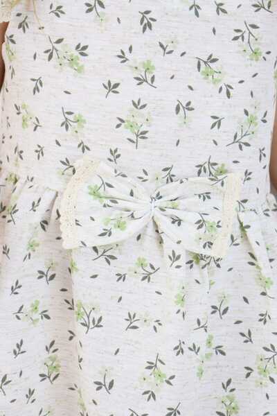 ESİLA KİDS Κοριτσίστικο φόρεμα γιορτινό φόρεμα με λουλουδάτο μοτίβο φιόγκο με λεπτομέρεια μανίκι με κορδόνι 3-6 ετών