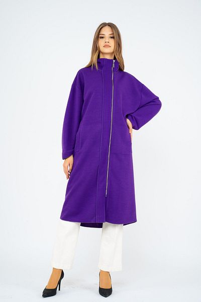 Ghisa 6515-23k Front Zippered Stand Collar Coat