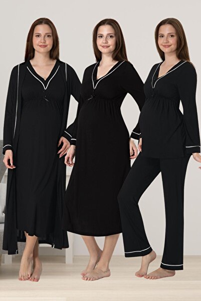 CT MODA ثوب نوم للنساء الحوامل بتصميم خاص باللون الأسود من Lohussa، طقم بيجام...