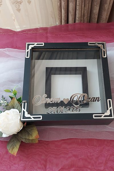 Verda Çerçeve 25X25 cm Memory Frame with Photo Section - 6 cm Depth Name and Date Gift