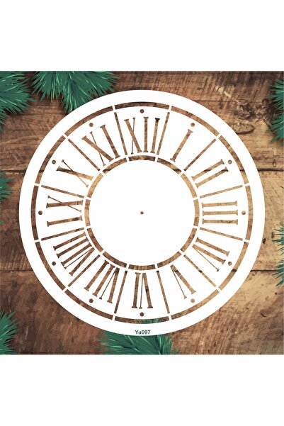 STENCİLTASARIM Stencil Tasarım YU097 Saat- Dekoratif Duvar, Eşya,kumaş,fayans Boyama Şablonları
