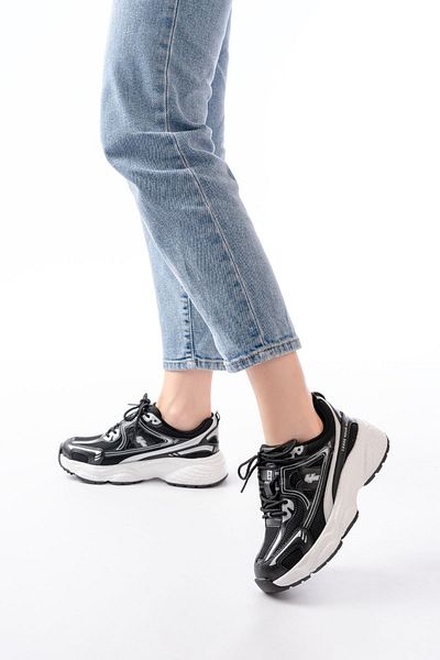 serkanseyyid F-329 Black Daily Lace-Up White Sole Summer Sports Shoes