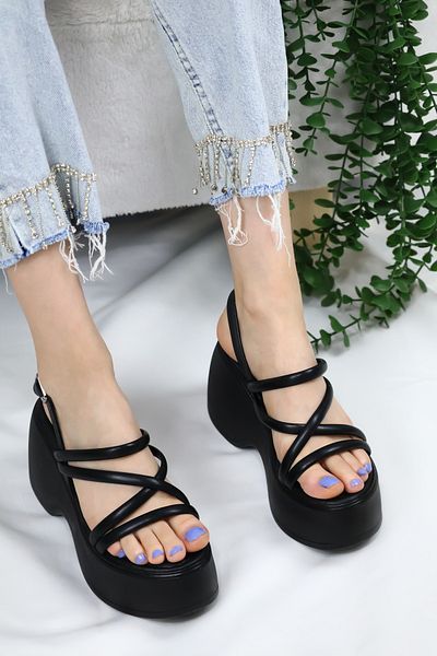 asmi shoes Sandale ortopedice Paris Black Thick Talpa 9 CM pentru femei