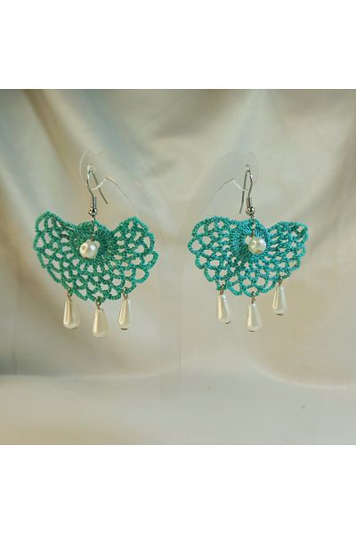 Crystal Atelier Handmade Ethnic Pearl Fan Earrings, Vintage Bead Dangle