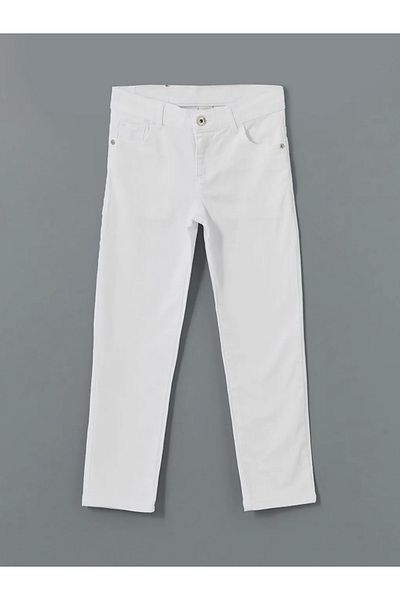 LC Waikiki Lcw Kids White Boy's Trousers with Adjustable Elastic Waist