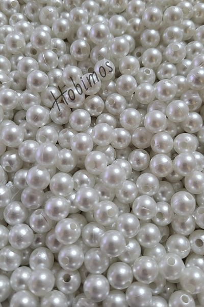 Hobimos 100 Pcs 8 mm White Luxury Perforated Pearl - 8 mm Luxury Perforated Jewelry Accessory Making Bead