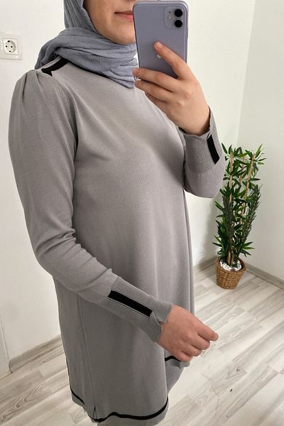 Marjita Hijab Mercerized Cold Yarn Tunic Trousers Double Set
