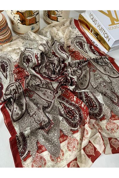 Organic Scarfs Ethnic Etro Pattern Cotton Silk Shawl - Tile