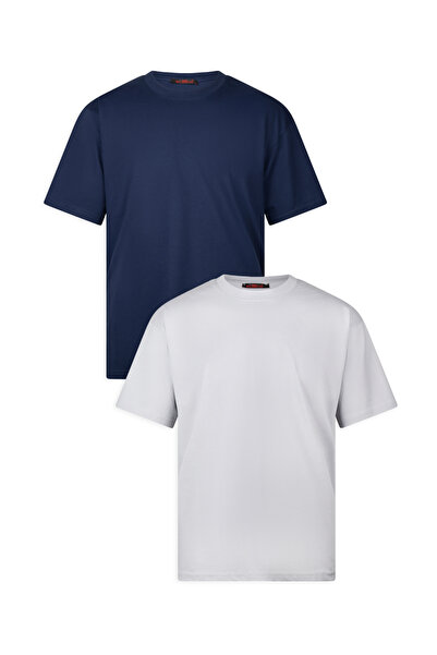 WERRONİ Erkek 2'li Paket Oversize Massimo Kalın Tok Kumaş Bisiklet Yaka Basic...