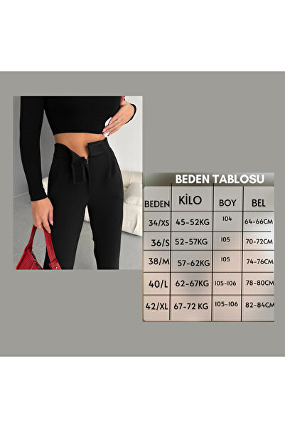 Öncü Ticaret Kadın Yüksek Bel Beli Lastikli Cırtlı Palazzo Pantolon Plazzo Ispanyol Bol Paça Tok Kumaş Pantolon