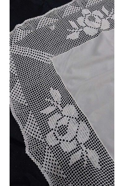 Papatyam Hand Knitted Crochet 1 Piece (65X65) Fabric Coffee Table Cover Handcrafted Lace/Dowry Lace/Vintage/Cotton Rope