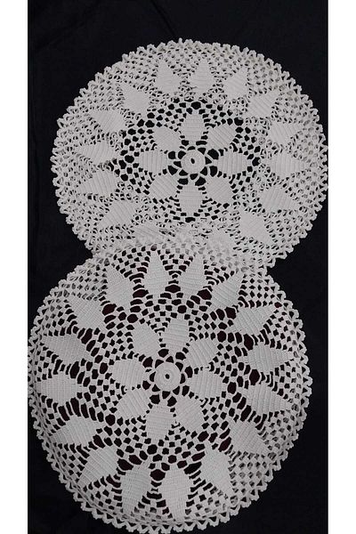 Papatyam 2 Pieces 26cm Hand Knitted Crochet Kırémentel / Vintage / Dowry Lace/Cotton Thread