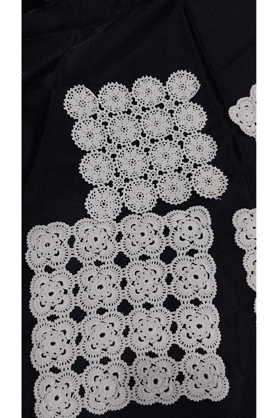 Papatyam 3Pcs 17X17 Crochet Hand Knitted 1Pcs 14X14 Hand Knitted Lace / Dowry Lace / Vintage / Cotton Rope