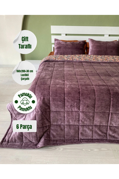 sutra 6 Piece Double Sided Cotton Double Fitted Sheet Sleeping Set