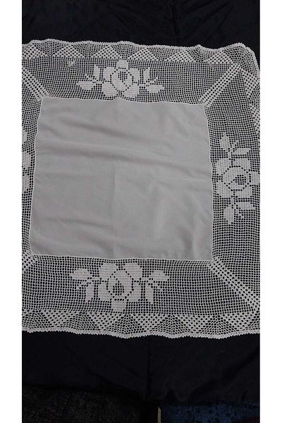 Papatyam Hand Knitted Crochet 1 Piece (65X65) Fabric Coffee Table Cover Handcrafted Lace/Dowry Lace/Vintage/Cotton Rope