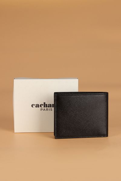 Cacharel 2664 Genuine Leather Men's Wallet Card Holder Lacos Black