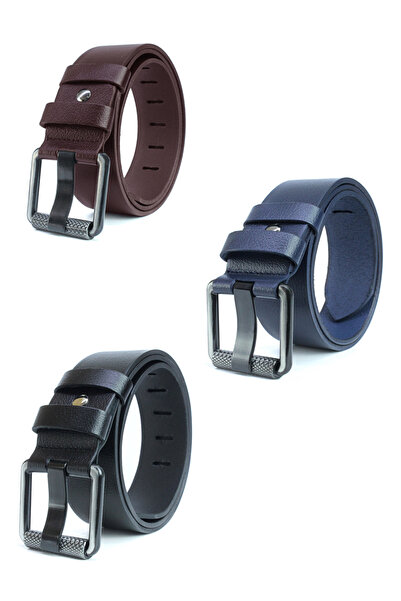 derikem Ανδρική ζώνη τζιν 4,5 cm από 100% γνήσιο δέρμα μαύρο