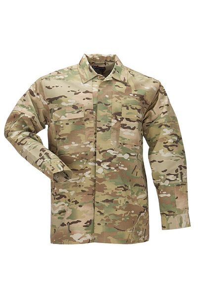 5.11 Tactical Men's Brown Camouflage Ripstop Tdu L/S Shirt Multicam Shirt