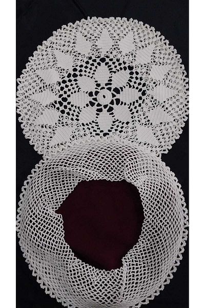 Papatyam 2 Pieces 26cm Hand Knitted Crochet Kırémentel / Vintage / Dowry Lace/Cotton Thread