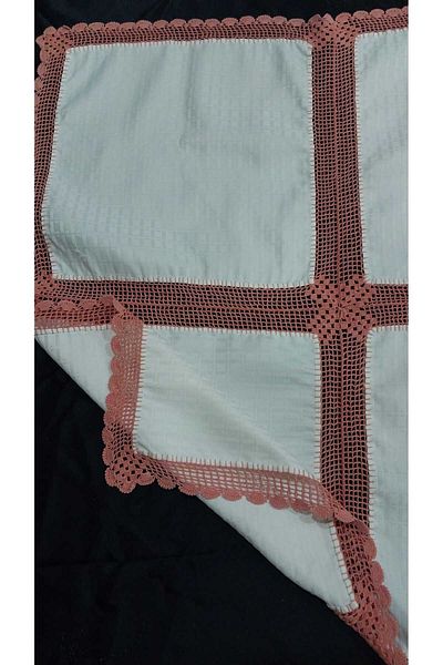 Papatyam Hand Knitted Crochet 1 Pcs (70X70) Fabric Coffee Table Cover Handcrafted Lace/Dowry Lace/Vintage/Cotton Rope