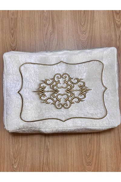Mustgross حقيبة المهر المخملية الذهبية المطرزة باللون الكريمي مقاس 40 × 55 قطعة واحدة من حقيبة خطوبة العروس والعريس