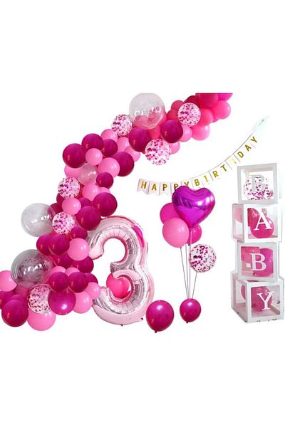 BALON DİYARI Confetti Balloons 30Pcs Fuchsia Pink Premium Latex Luxury Balloons