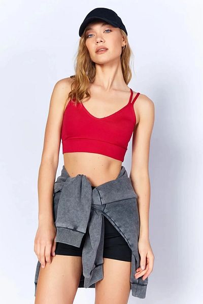 LUXERRA Padded Sports Women's Bustier - Cross Back Detailed Padded Sports Bra
