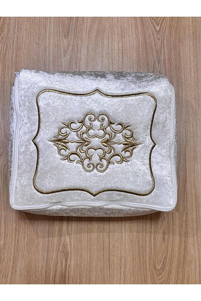 Mustgross Dowry Purse Velvet Gold Embroidered 28X33 Size Single Cream Bundle Engagement Bride Groom Purse