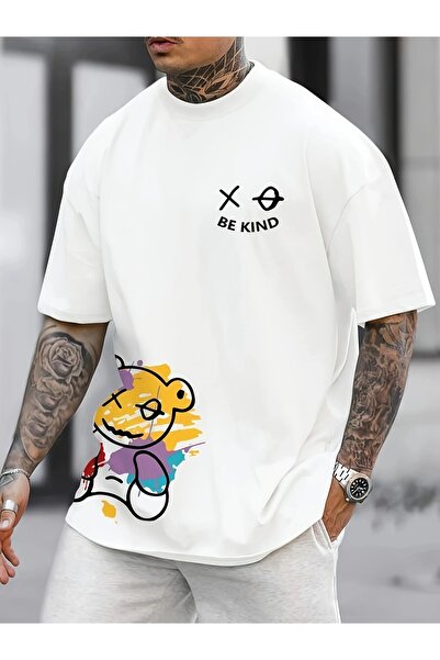 Massgai Μπλουζάκι Unisex Be Kind Bear με στάμπα Oversize 100% βαμβάκι