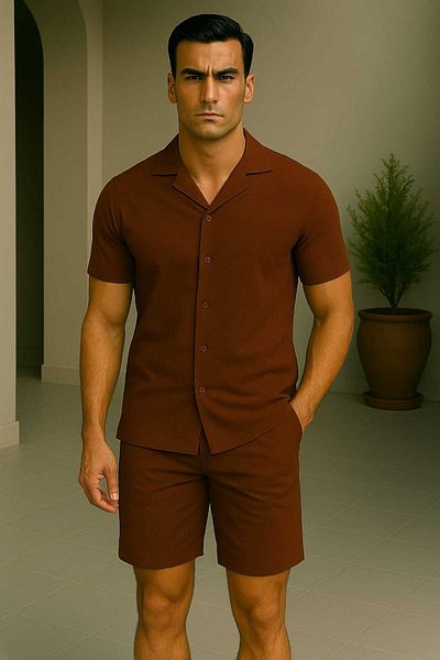 Yavili Special Design Linen Shorts Shirt Set