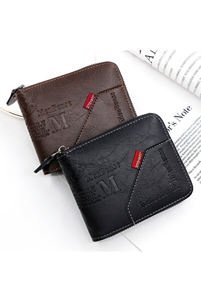 MenBense Men's Wallet Short Wallet Card Bag Certificate Bag 11.5*10*3cm