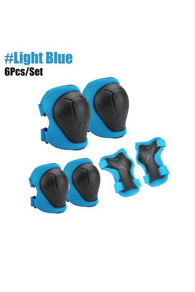 Choice Light Blue Kids Knee Pads Elbow Pads Age 3-7 Toddler Boys Girls, 6 In 1 Protective Gear Safety Set w